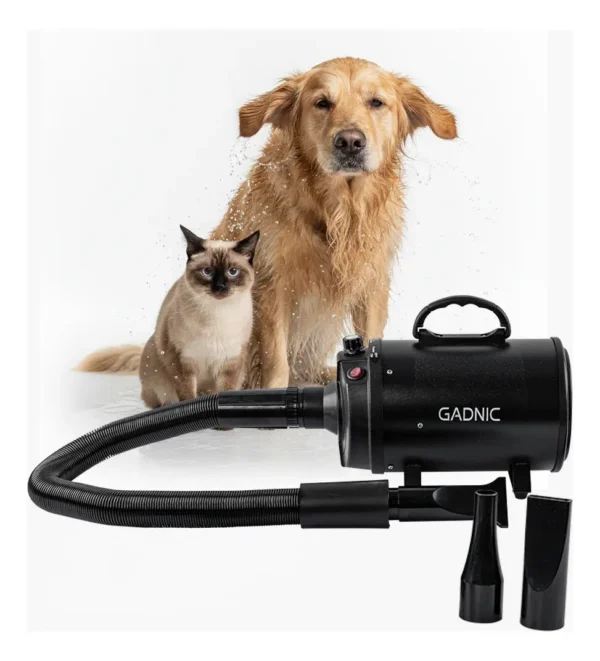Turbina Secadora de Pelo para Perros Gadnic PD2000 2 Velocidades Boquillas Silencioso Manguera Flexible