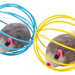 Juguete Para Gato Pelota Jaula Con Raton X2