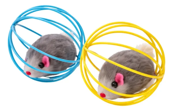 Juguete Para Gato Pelota Jaula Con Raton X2