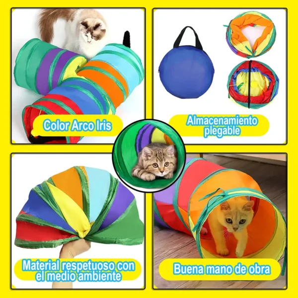 Túnel Para Gatos Plegable Juego Curvo/3 Entradas Multicolor