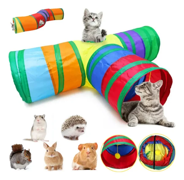 Túnel Para Gatos Plegable Juego Curvo/3 Entradas Multicolor