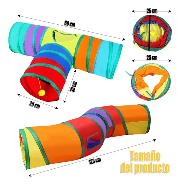 Túnel Para Gatos Plegable Juego Curvo/3 Entradas Multicolor