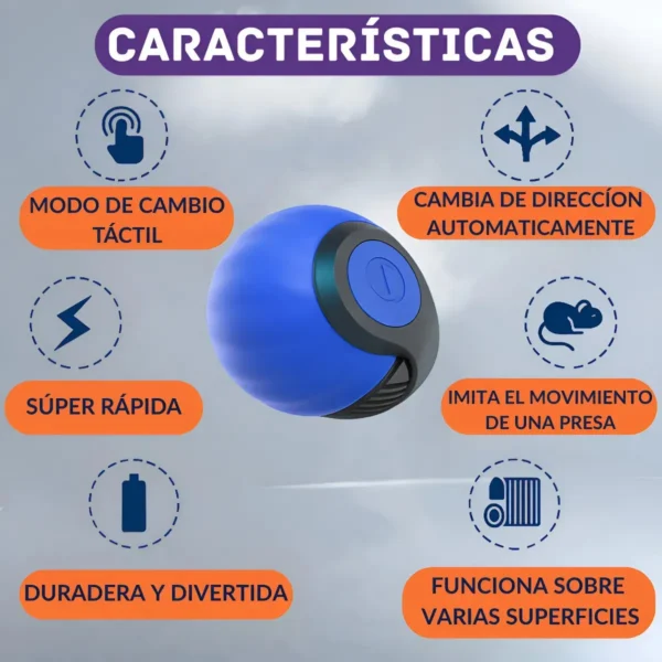 Pelota Interactiva Premium Para Gatos Con Pluma Color Azul Inteligente Recargable Usb Antiansiedad perros pequeños