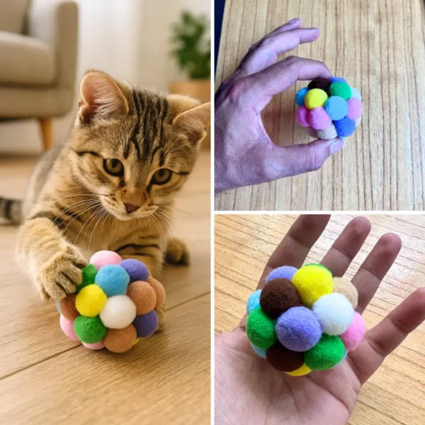 D_NQ_NP_2X_852313-MLA84075003355_042025-F Pelota Interactiva Gato Juguete Suave Pompones Sonido