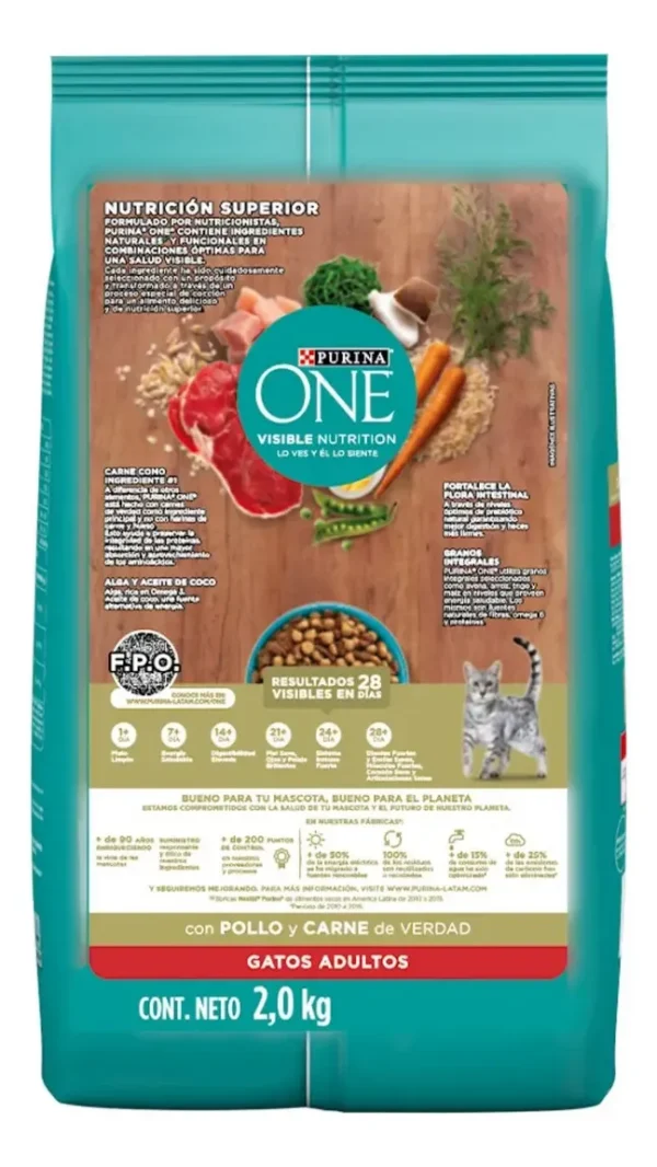 Alimento para Gatos Purina One Pollo y Carne x2Kg