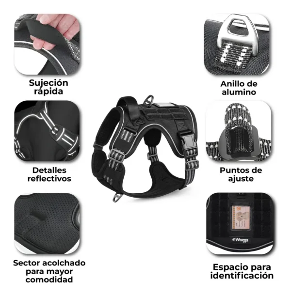 Arnés Pretal Táctico para Perros Anti Tirones Waggs Talle S
