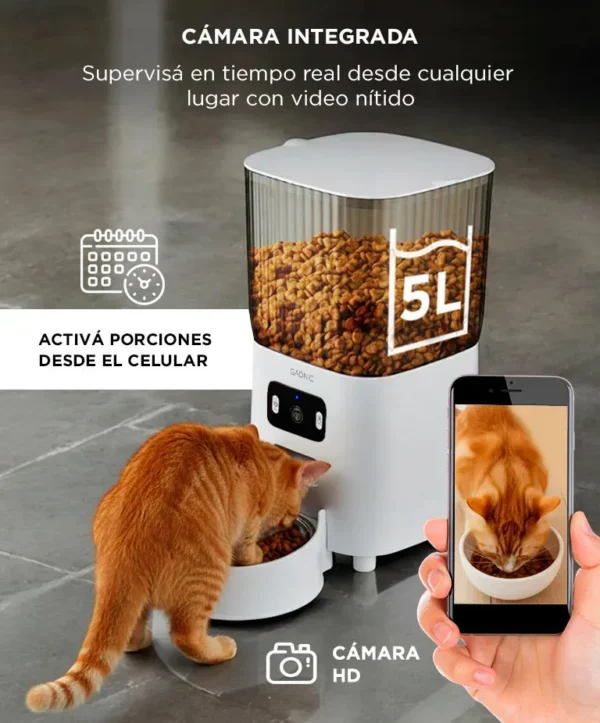 Comedero Automático para Mascotas Gadnic con App y WiFi 5 Litros Acero Inoxidable