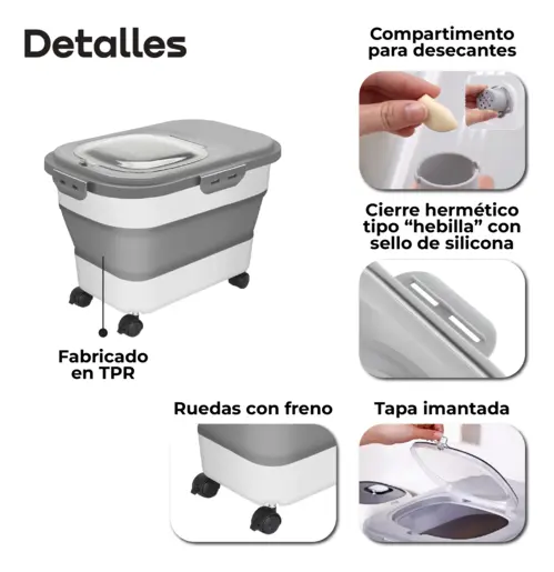 Contenedor Hermético para Alimento de Mascotas Waggs 20L Plegable