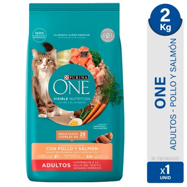 Alimento para Gatos Purina One Pollo y Salmón Adultos x2Kg