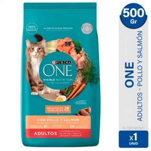 Alimento para Gatos Purina One Adulto Pollo y Salmón x500g
