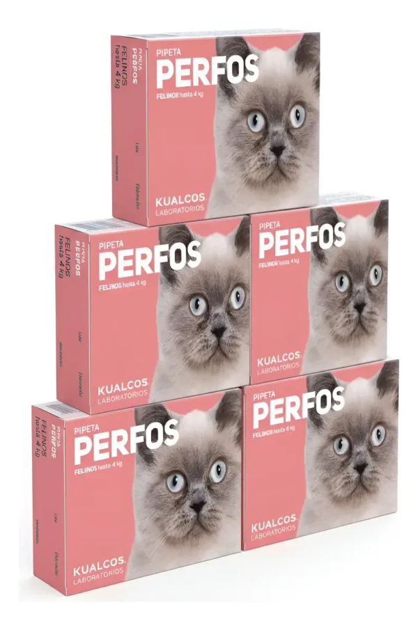 Pipeta Antipulgas para Gatos Perfos Kualcos Hasta 4 Kg Combo x5