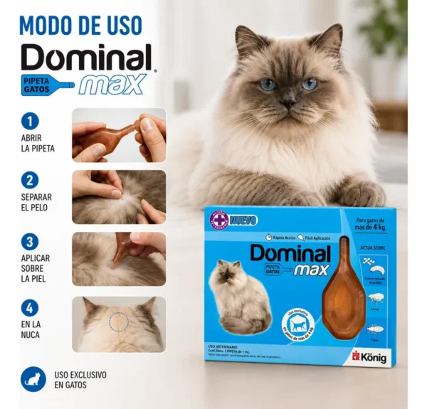 Pipeta Antipulgas para Gatos Dominal Max Konig +4 Kg