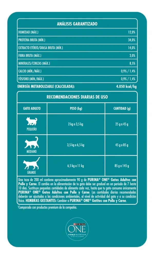 Alimento para Gatos Purina One Adulto Carne x6Kg