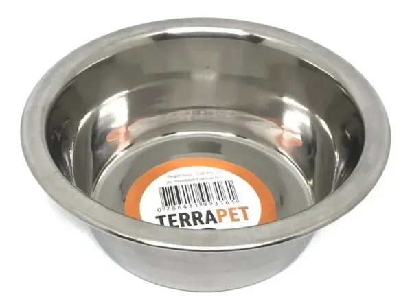 Comedero Cazuela de Acero Inoxidable para Perros y Gatos Terrapet 400ml