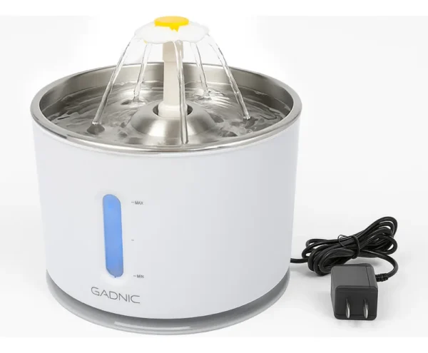 Fuente de Agua Recirculante para Perros y Gatos Gadnic 2.4L con Luz LED