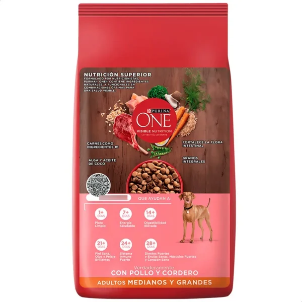 Alimento para Perros Purina One Adulto Medianos/Grandes Pollo y Cordero x6Kg