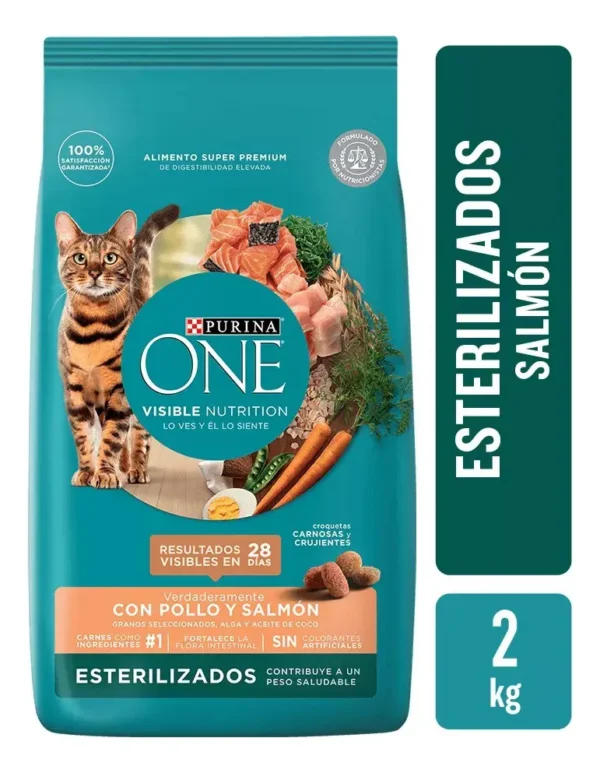 Alimento para Gatos Purina One Esterilizados Salmón x2Kg