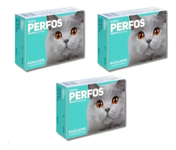 Pipeta Antipulgas para Gatos Perfos Kualcos +4 Kg Combo x3
