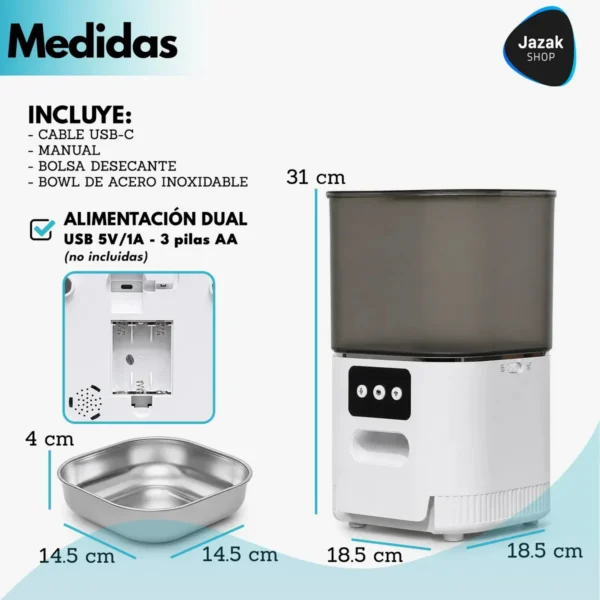 Comedero Automático WiFi para Mascotas con Control por App y Voz 4 Litros