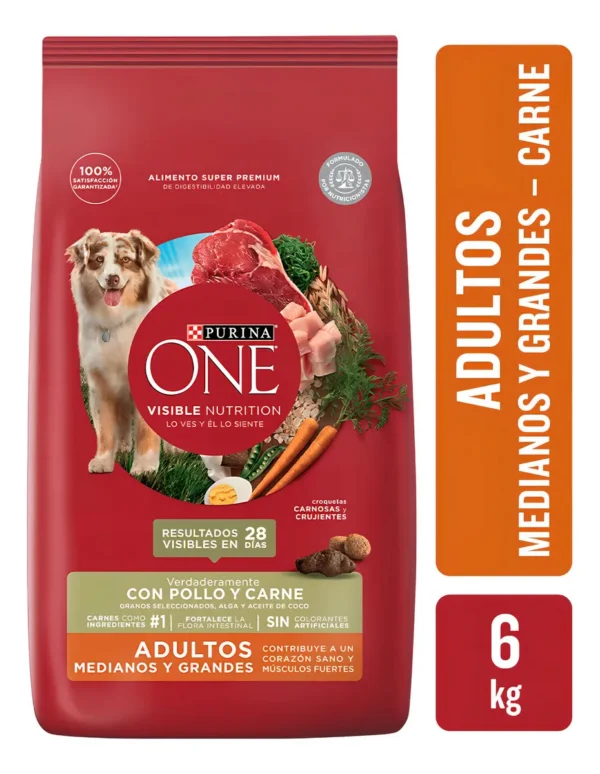 Alimento para Perros Purina One Adulto Pollo y Carne x6Kg