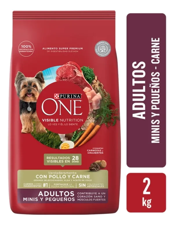 Alimento para Perros Purina One Adulto Mini Carne x2Kg