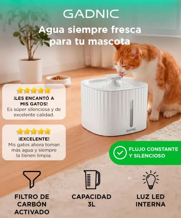 Bebedero Silencioso para Perros y Gatos Gadnic 3 Litros