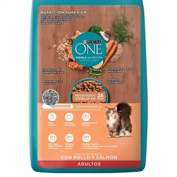 Alimento para Gatos Purina One Adulto Pollo y Salmón x500g