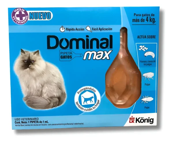 Pipeta Antipulgas para Gatos Dominal Max Konig +4 Kg Piojos y Larvas