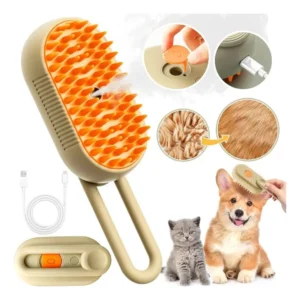 Cepillo a Vapor para Perros y Gatos Masajeador Saca Pelos