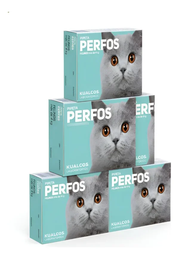 Pipeta Antipulgas para Gatos Perfos Kualcos +4 Kg Combo x5