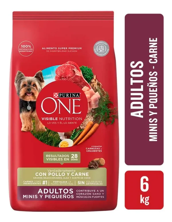Alimento para Perros Purina One Minis y Pequeños Carne x6Kg