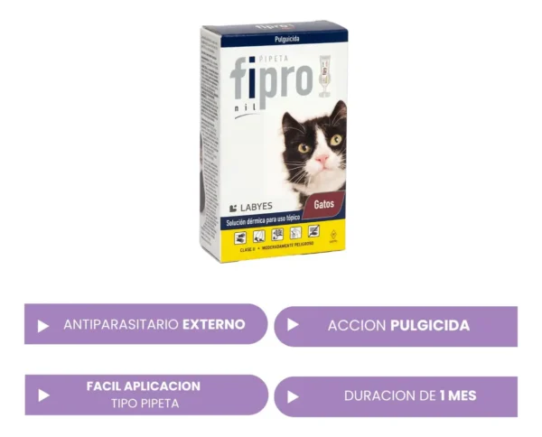 Pipeta Antipulgas para Gatos Fipro Labyes 1 a 8 Kg Combo x3