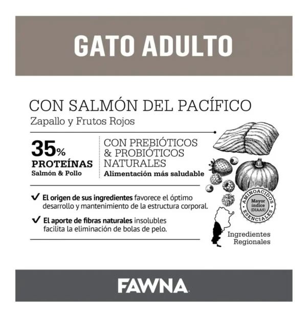 Alimento Fawna Gato Adulto Esterilizado Salmón y Zapallo 7.5kg