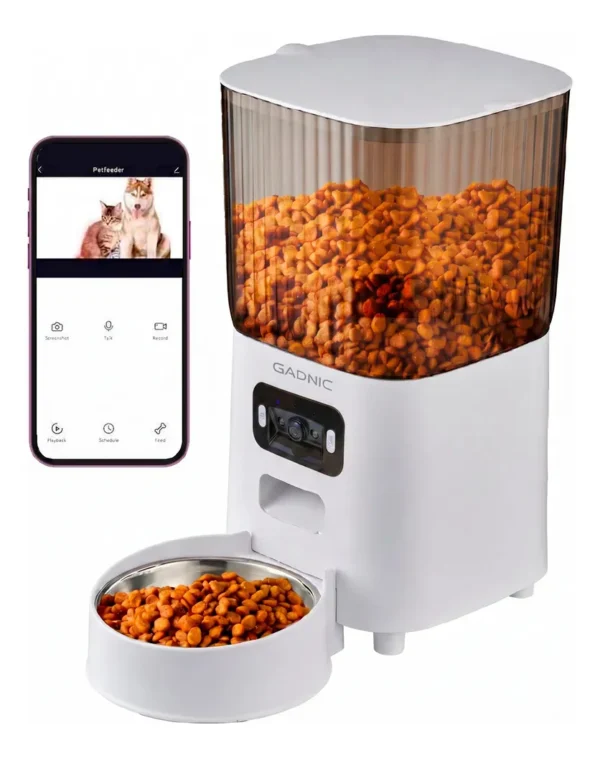 Comedero Automático para Mascotas Gadnic con App y WiFi 5 Litros Acero Inoxidable