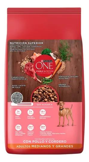 Alimento para Perros Purina One Adulto Medianos/Grandes Pollo y Cordero x2Kg