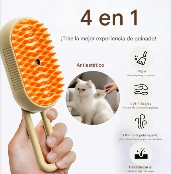 Cepillo a Vapor para Perros y Gatos Masajeador Saca Pelos
