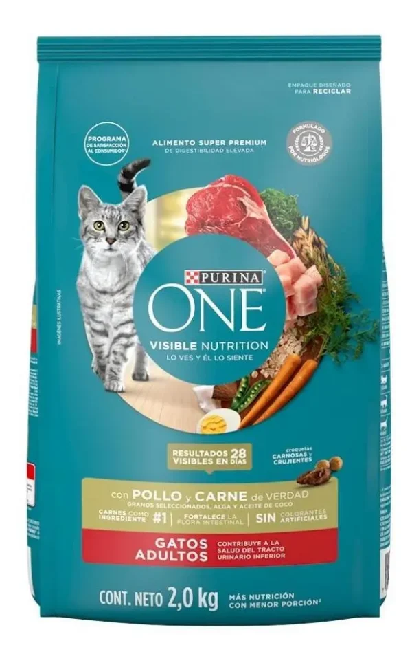 Alimento para Gatos Purina One Pollo y Carne x2Kg