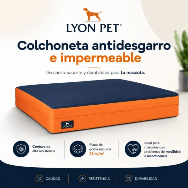 D_NQ_NP_825322-MLA110409459072_052026-F.webp Colchón Impermeable para Perros Lyon Pet 100x70cm Razas Grandes