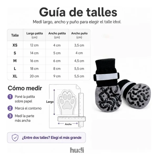Medias Antideslizantes HUDI para Perros con Artrosis Pack x4 Talle L