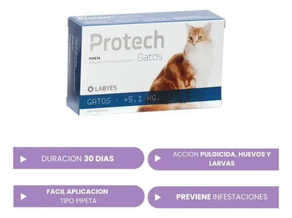 Pipeta Antipulgas para Gatos Protech Labyes +5 Kg Combo x2