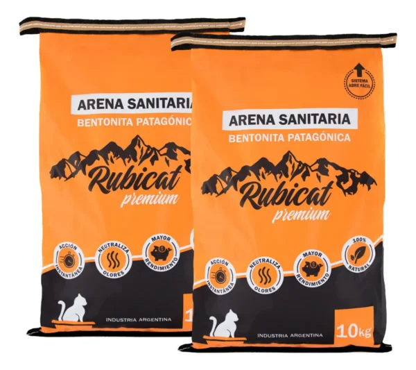 Piedras Sanitarias para Gatos Rubicat Premium Aglomerante 10kg x2