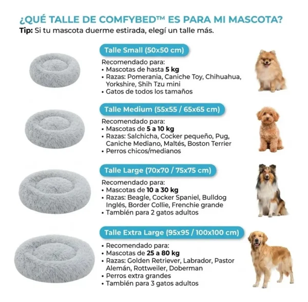 Cama Antiestrés para Perros y Gatos ComfyPetys Comfybed Talla S