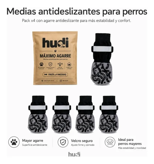 Medias Antideslizantes HUDI para Perros con Artrosis Pack x4 Talle L