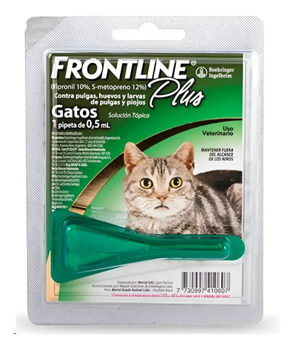 Pipeta Antipulgas y Garrapatas para Gatos Frontline Plus 1 a 8 Kg