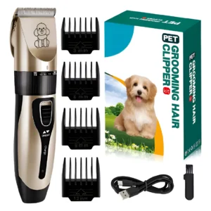 Máquina Corta Pelo para Perros con Accesorios Color Dorado