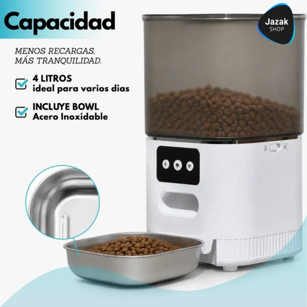 Comedero Automático WiFi para Mascotas con Control por App y Voz 4 Litros