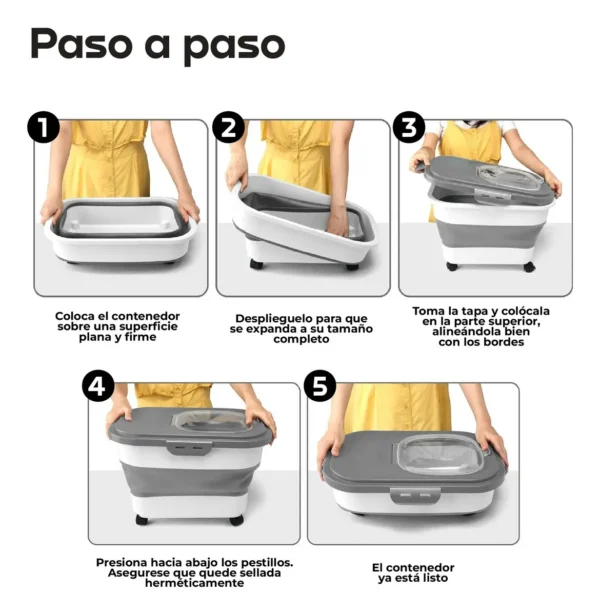 Contenedor Hermético para Alimento de Mascotas Waggs 20L Plegable