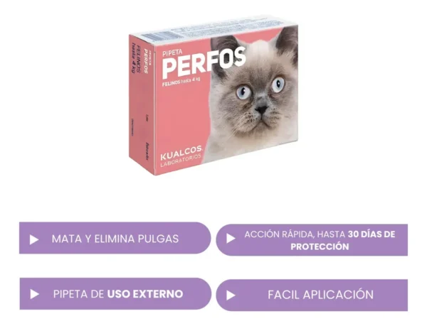 Pipeta Antipulgas para Gatos Perfos Kualcos Hasta 4 Kg Combo x5
