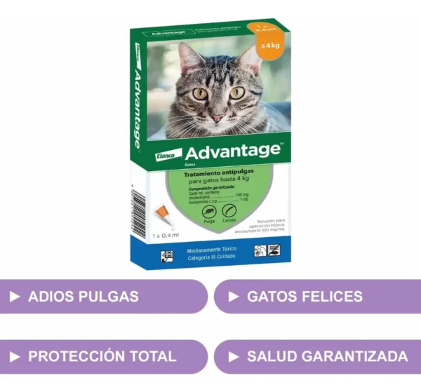 Pipeta Antipulgas para Gatos Advantage Hasta 4 Kg Combo x2