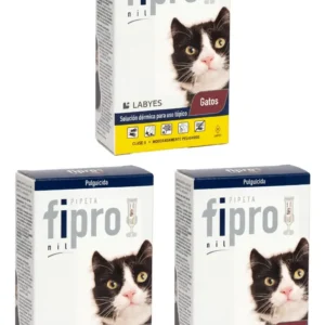Pipeta Antipulgas para Gatos Fipro Labyes 1 a 8 Kg Combo x3